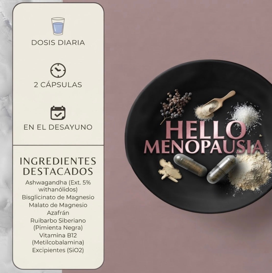 Suplemento Hello Menopausia Ashwagandha Magnesio 60 Cap